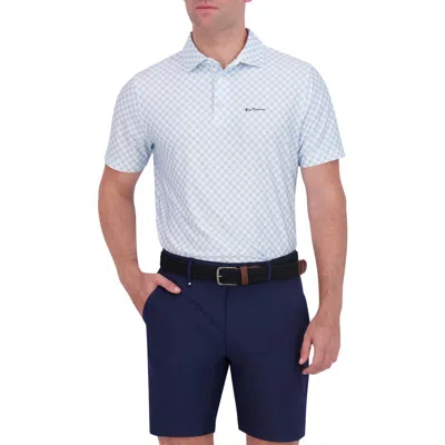 Ben Sherman Checkered Print Stretch Tech Polo In White