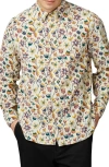Ben Sherman Classic Fit Floral Corduroy Button-down Shirt In Fog