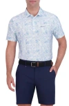 Ben Sherman Collage Print Stretch Tech Polo In Blue