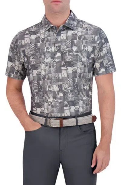 Ben Sherman Collage Tech Jersey Golf Polo In Gray