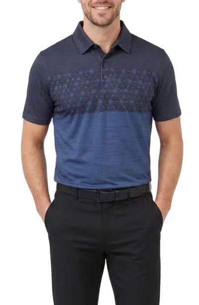Ben Sherman Colorblock Geo Tech Jersey Sports Fit Polo Shirt In Blue