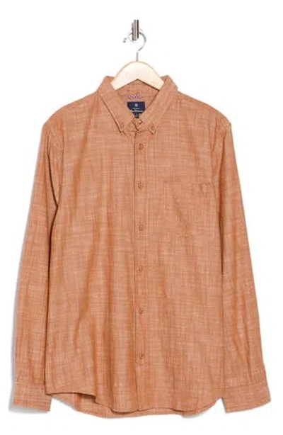 Ben Sherman Cotton Chambray Button-up Shirt In Caramel