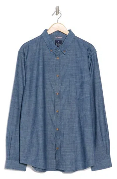 Ben Sherman Cotton Chambray Button-up Shirt In Dark Navy