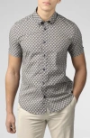 BEN SHERMAN DECO PRINT SHORT SLEEVE BUTTON-DOWN SHIRT