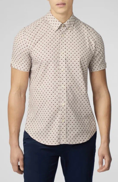 BEN SHERMAN DECO PRINT SHORT SLEEVE BUTTON-DOWN SHIRT