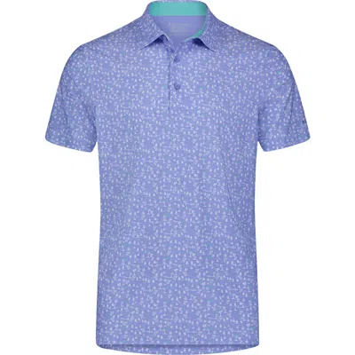Ben Sherman Desert Island Print Stretch Jersey Golf Polo In Blue