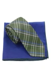 Ben Sherman Diagonal Plaid Tie & Pocket Square Set