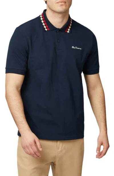 Ben Sherman Collar Interest Polo Top In Dark Navy, Men's At Urban Outfitters