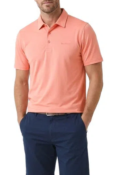Ben Sherman Dobby Jacquard Performance Polo In Orange
