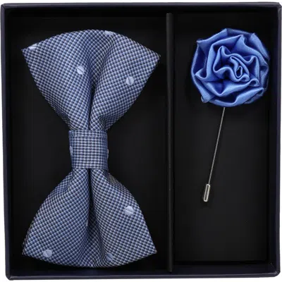 Ben Sherman Dot Bow Tie & Lapel Pin Set In Blue