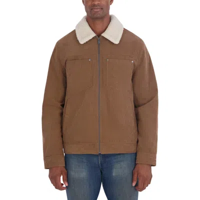 Ben Sherman Faux Shearling Collar Corduroy Jacket In Chipmunk
