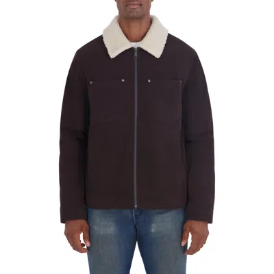 Ben Sherman Faux Shearling Collar Corduroy Jacket In Coffee Bean