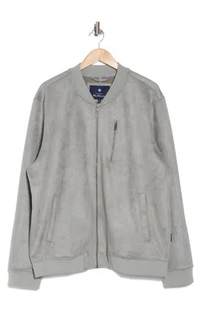 Ben Sherman Faux Suede Bomber Jacket In Monument Grey