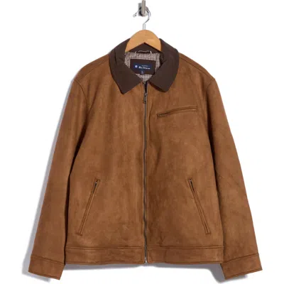Ben Sherman Faux Suede Jacket In Brown
