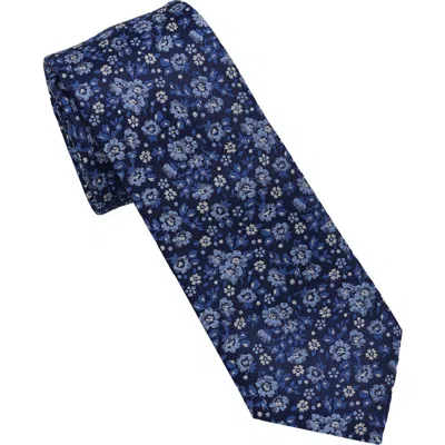 Ben Sherman Floral Jacquard Slim Tie In Blue