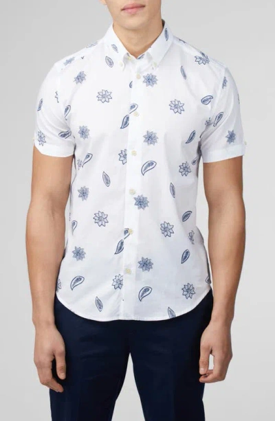 BEN SHERMAN FLORAL SHORT SLEEVE BUTTON-DOWN SHIRT