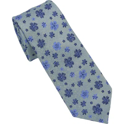 Ben Sherman Floral Twill Slim Tie In Blue