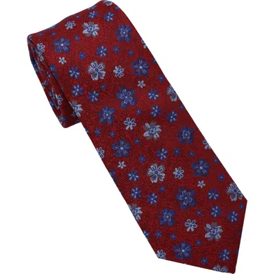 Ben Sherman Floral Twill Slim Tie In Brown