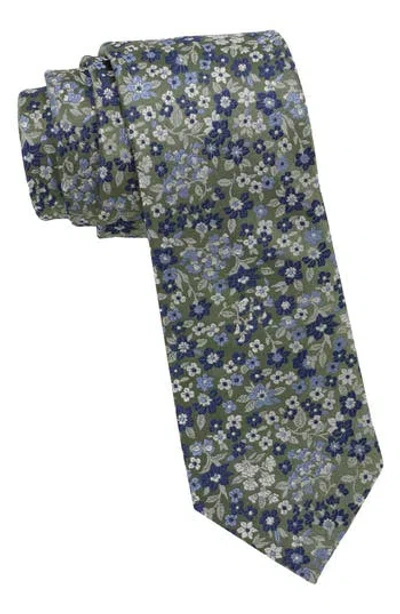 Ben Sherman Floral Woven Tie In Green