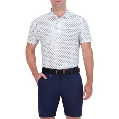 Ben Sherman Geo Dot Print Stretch Tech Polo In Blue