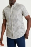Ben Sherman Geo Print Short Sleeve Organic Cotton Button-down Shirt In Multi