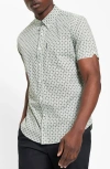 Ben Sherman Geo Print Short Sleeve Organic Cotton Button-down Shirt In Multi
