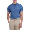 Ben Sherman Geo Print Tech Jersey Golf Polo In Blue