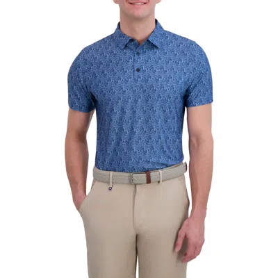 Ben Sherman Geo Print Tech Jersey Golf Polo In Blue