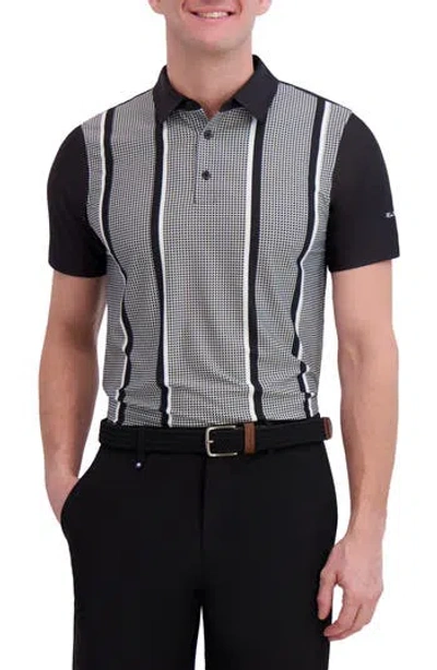 Ben Sherman Geo Vertical Tech Jersey Golf Polo In Black