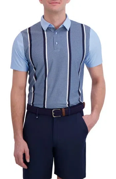 Ben Sherman Geo Vertical Tech Jersey Golf Polo In Blue