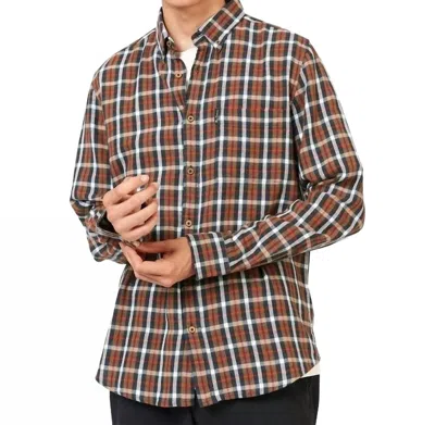 Ben Sherman Herringbone Check Long Sleeve Shirt In Ginger In Multi