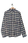 Ben Sherman Herringbone Plaid Flannel Button-up Shirt In Navy Blazer