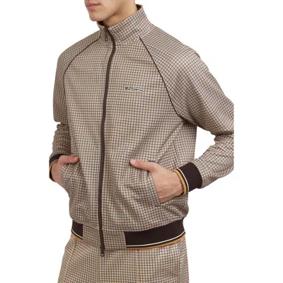 Ben Sherman Houndstooth Track Jacket In Aztec Gold