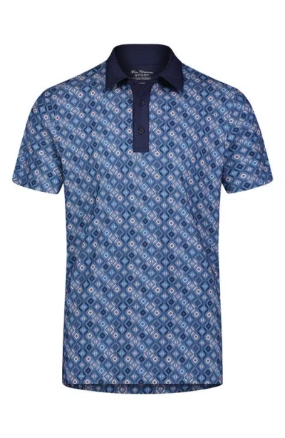 Ben Sherman Jacquard Effect Tech Jersey Golf Polo In Blue