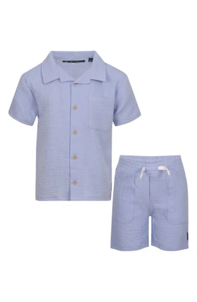 Ben Sherman Kids' Cabana Lounge Camp Shirt & Shorts Set In Blue