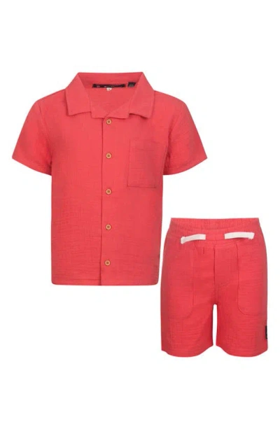 Ben Sherman Kids' Cabana Shirt & Shorts Set In Red