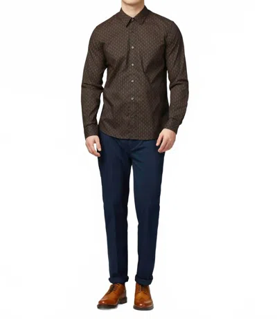 Ben Sherman Linear Geo Print Long Sleeve Shirt In Black