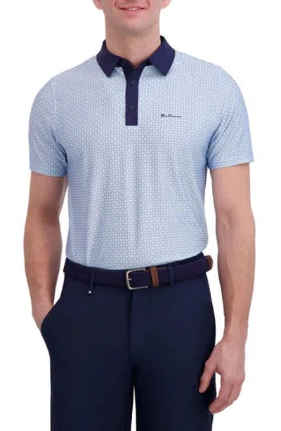 Ben Sherman Linear Tech Jersey Golf Polo In Blue