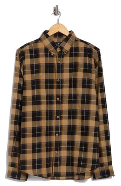 Ben Sherman Marled Check Cotton Button-down Shirt In Sand