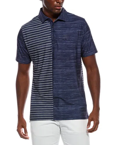 Ben Sherman Mélange Stripe Colorblock Tech Jersey Polo Shirt In Blue
