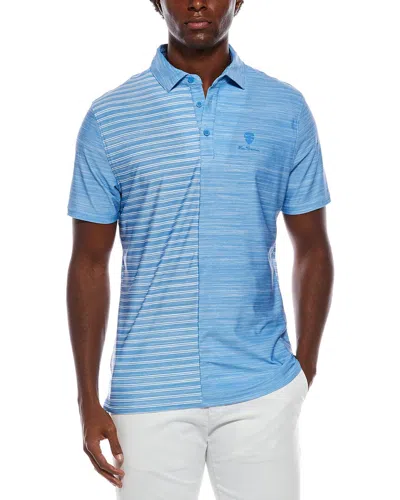 Ben Sherman Mélange Stripe Colorblock Tech Jersey Polo Shirt In Blue