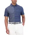 Ben Sherman Melange Stripes Color Block Tech Jersey Sports Fit Polo In Navy