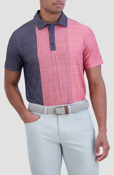 Ben Sherman Mélange Vintage Stripe Stretch Tech Polo In Pink