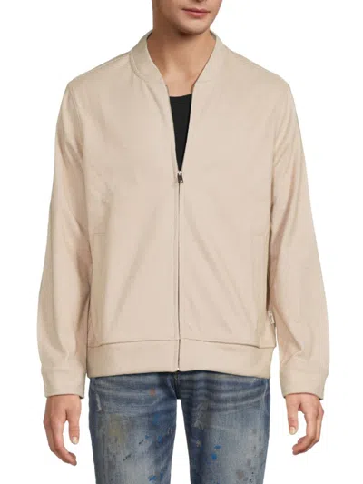 Ben Sherman Men's Alden Herringbone Baseball Collar Jacket In Khaki