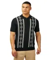 Ben Sherman Argyle Quarter Zip Polo Sweater In Black
