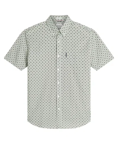 Ben Sherman Men's Block Geo Print Short Sleeve Shirt In Light Green