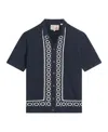 Ben Sherman Border Resort Knit Camp Shirt In Dark Navy