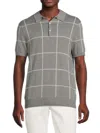 Ben Sherman Men's Checked Sweater Polo In Grey Heather