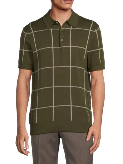 Ben Sherman Men's Checked Sweater Polo In Green