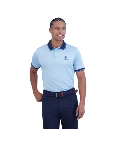 Ben Sherman Men's Checker Rib Tech Pique Sports Fit Polo Shirt In Placid Blue